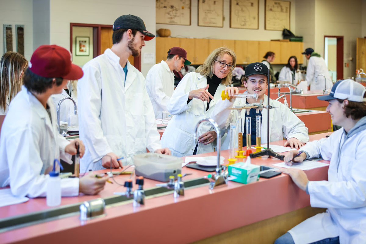 Olds College Students participating in a Soil Lab in the Environmental Science Class